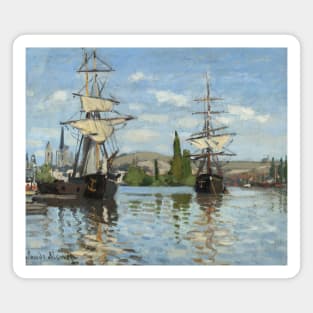 Ships Riding on the Seine at Rouen by Claude Monet Magnet